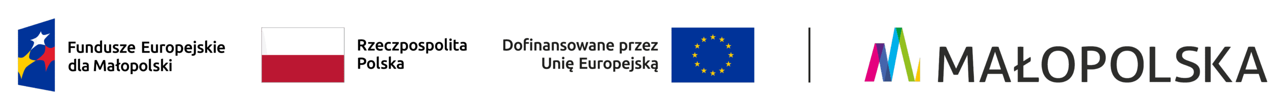 Oznaczenia projektu: Fundusze Europejskie dla Małopolski, Rzeczpospolita Polska, Unia Europejska – Dofinansowane przez UE, Małopolska